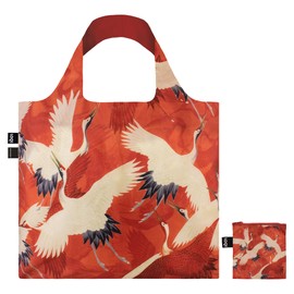 LOQI WH.CR.R Women's White Crane and Red Crane Eco Bag