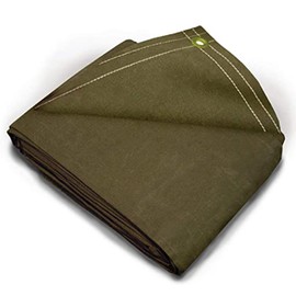 Tarps Now Canvas Tarps with Brass Grommets, (12' x 20') - Heavy Duty Sheet Cover Multi-Purpose Tarpaulin for Canopy Tent, Roof, Camping - Olive Drab,18 MIL, 16oz