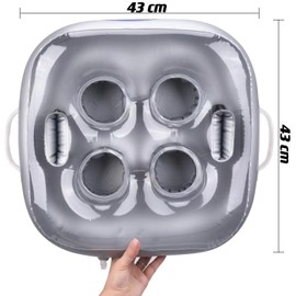 Inflatable Floating Drink Holder with 6 Holes Large Capacity and Transparent Material Float for Pool Party Beach White Hot Tub