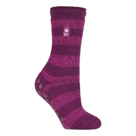 HEAT HOLDERS Women's Warm Stopper Socks Non-Slip Non-Slip Sole Cuddly Thermal Socks Non-Slip for Winter, Deep Fuchsia Berry Seville