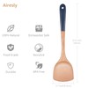 Wooden Spatula,Premium Beech Wood Spatula with Long Handle, Non-Stick Flat