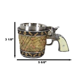 Ebros Gift - Pistola de revólver rústica con conchas redondas de bala pequeña taza de café de 6 onzas, diseño de concha de balas de Wild West Hunters