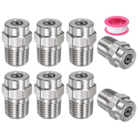 M METERXITY 8 Pack Surface Clean Tips - 25 Degree 1/4" NPT Male Pressure Washer Nozzles Cleaner Nozzle Replacement, Stainless Steel with Sealing Tape, Apply to Water Guns (1.382mm Orifice)