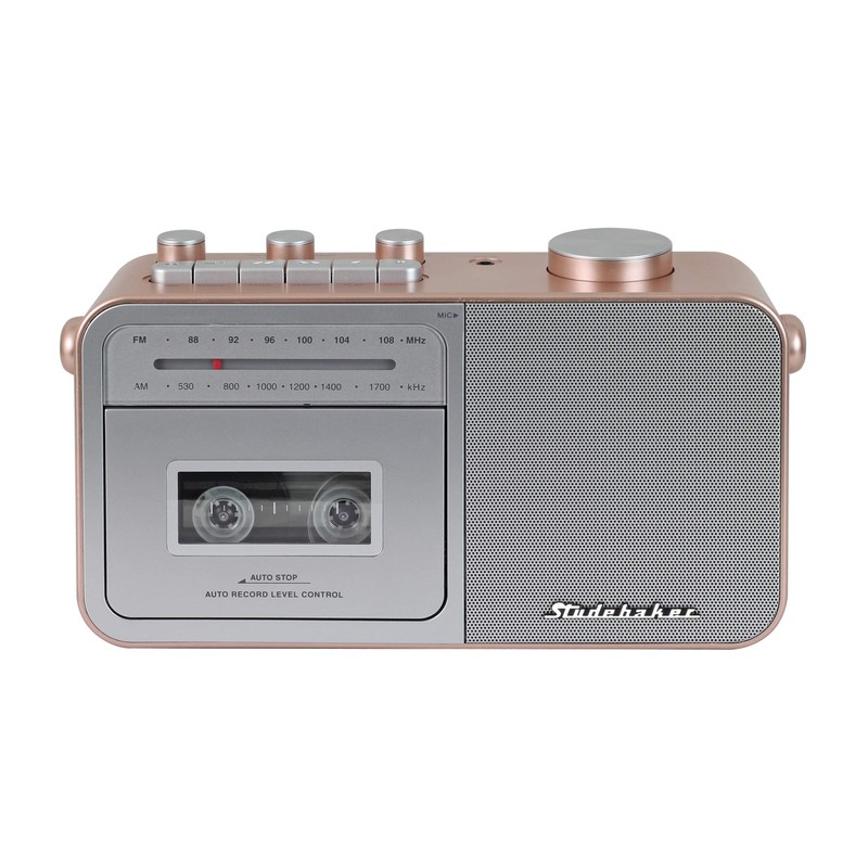 Studebaker SB2130RG Portable Cassette Player/Recorder with AM/FM Radio (Rose Gold/Silver)