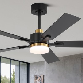 Modern Black and Gold Ceiling Fans with Lights and Remote 52 Inch Chandelier Ceiling Fans for Living Room Bedroom Reversible Noiseless DC Motor 6 Speeds 3 Color Dimmable LED Light Timer