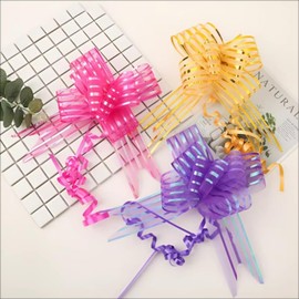 Dzrige Christmas Pull Bows, Gift Bows with Ribbon, Gift Wrapping Accessory for Gift Wrapping, Christmas Wrapping Ribbon, Crafting, Wedding, Party, Festival, Baskets, Wine Bottles Decoration