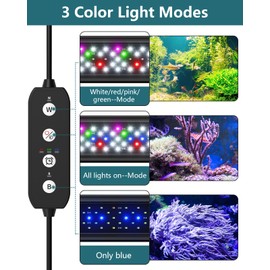 SEAOURA Led Aquarium Light for Plants-Full Spectrum Fish Tank Light with Timer Auto On/Off, 36-42 Inch, Adjustable Brightness, White Blue Red Green Pink LEDs with Extendable Brackets for Freshwater