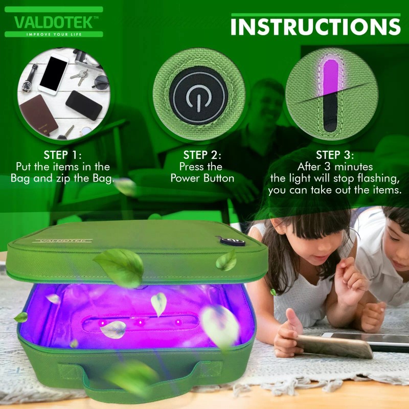 Valdo Home UV C Light Sterilizing Bag Cleaner LED Box