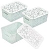 DODUOS 3Pcs Plastic Storage Baskets with Lids, Plastic Organizer Baskets