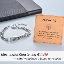 Shuxin Christening Gifts for Boys, Easter Confirmation Baptism Gifts for Teenage Boys, Bible Verse Cross Bracelet for Men, Easter Party Bag Fillers
