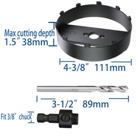 4-3/8” Carbide Grit Hole Saw Cutter for 4” Recessed Light Segmented Cutting Edge for Fast Drilling Speed 4X Faster Than Bi-Metal Hole Saw Cutting Drywall Ceiling Tile Wood Plaster MDF Drywall