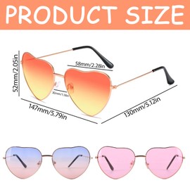 AYNKH 3 Pack Hippie Specs Vintage Heart-Shaped Sunglasses Colour Gradient Colour 70s Retro Love Heart Glasses Fashion Festival Accessories for Women Girls Birthday Party Outdoor Beach, multicoloured