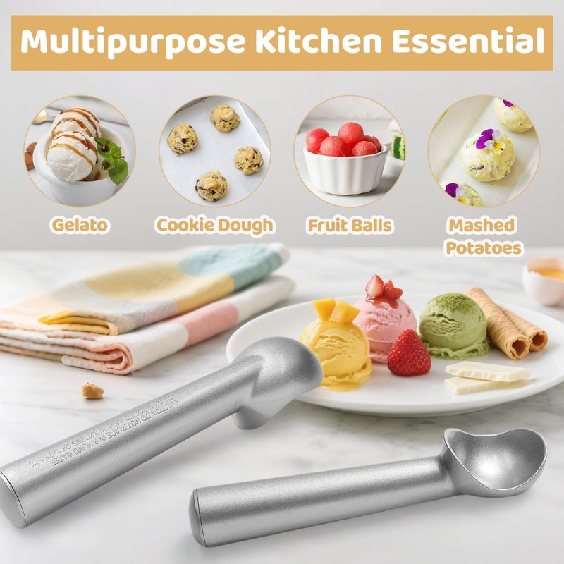 Nepfaivy Ice Cream Scoop 2 Pieces - 18cm/7.1in Non-Stick Anti-Freeze