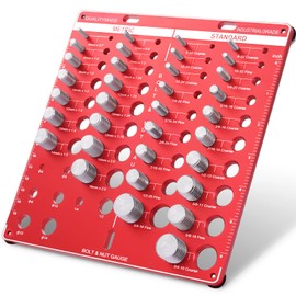 Hocamel 34 Nut and Bolt Thread Checker, Bolt Size and Thread Gauge Standard and Metric with 19 Standard & 15 Metric Bolt Identifying from #6 to 3/4" & 4mm to 16mm（Red)