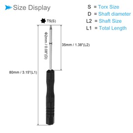 CoCud Tiny Torx Screwdriver, 80mm Length, Steel T5 Star Head Screwdriver with Non-Slip Grip - (Applications: for Glasses, Watches, Electronics, Computers) 5 Pack