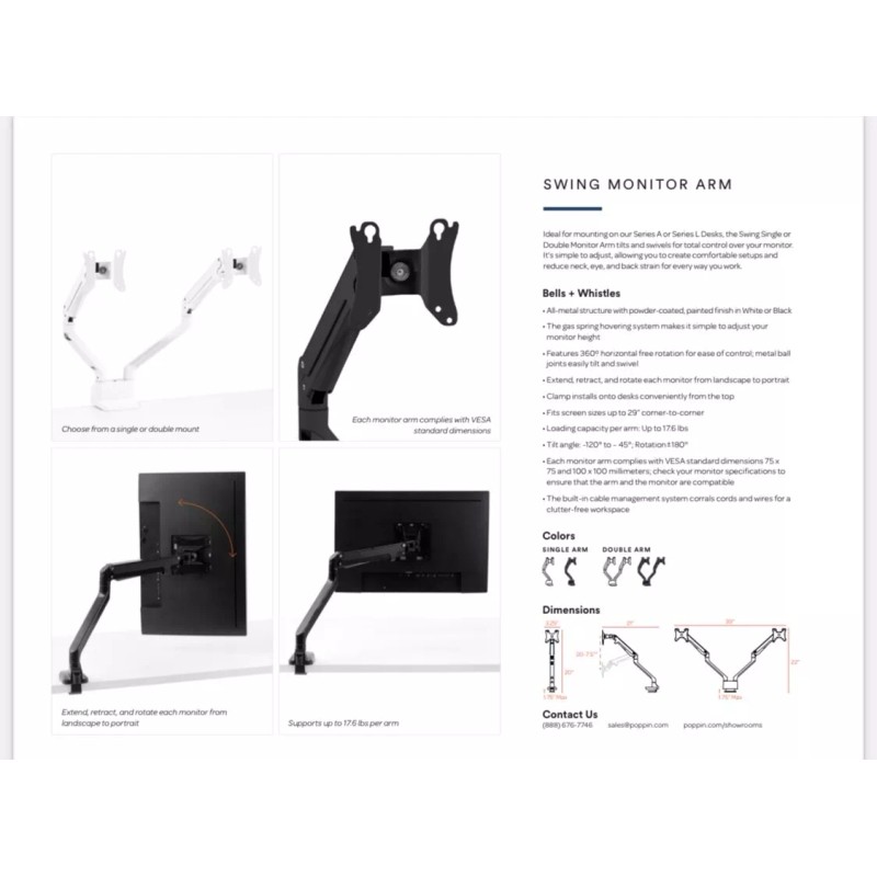 Poppin Swing Double Monitor Arm