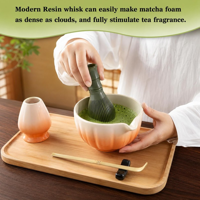7pcs Matcha Whisk Set, Japanese Matcha Set Includes Green Plastic