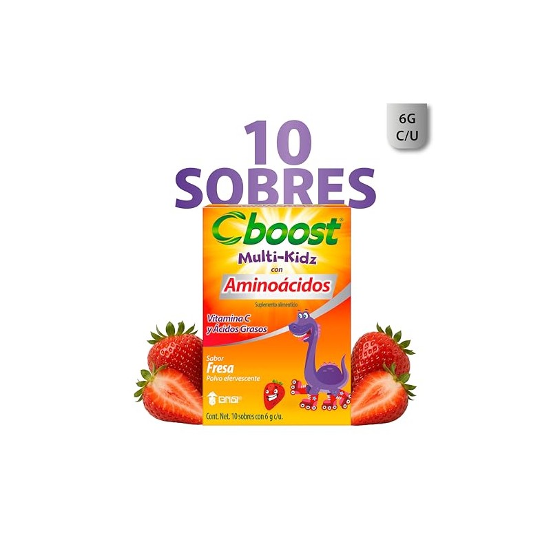 Cboost - Multi-Kidz, Suplemento Niños, Aminoácidos y Vitamina C, 10
