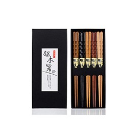 Heim Concept 5PWC-FANC Assorted 5-Pair Fancy Style Wooden Chopsticks, 10 x 7 x 1