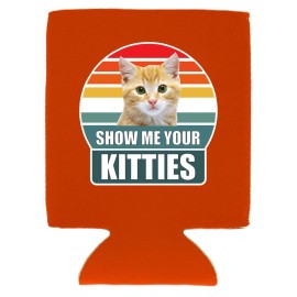 Coolie Junction Show Me Your Kitties Magnetic Can Coolie; Neoprene, Collapsible - Orange, 2 Pack