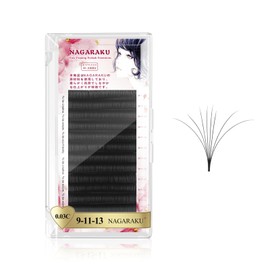 NAGARAKU Easy Fan Mega Volume Eyelash Extension Self Blooming Rapid Automatic Flower 3 Layers Soft Pre-Luded Eyelashes (0.03 C Curl 9-11-13 mm Mix)
