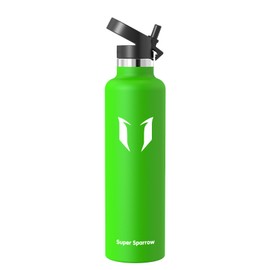 Super Sparrow Water Bottle Stainless Steel 18/8 - Metal Water Bottle - 1L - Vacuum Insulated Water Bottles - Water Bottle with Straw Lid - Sports Bottle Flask for Gym, Travel, Sports
