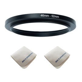 46mm Lens to 52mm Camera Lens Adapter 46mm to 52mm Step Up Ring Adapter Ring for All Brands of UV ND CPL, with Premium Lens Wiping Cloth 2 Pack (46mm-52mm)