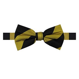 Jacob Alexander Men's 1-Inch Stripes School College Pre-Tied Banded Bow Tie - Gold Black