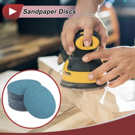 HEROFFIX 50 Pcs Car Wood Sanding Discs Smoothing Hook & Loop Sandpaper for Woodworking, Automotive Refinishing 5.91" 60 Grit Blue Zirconia Alumina