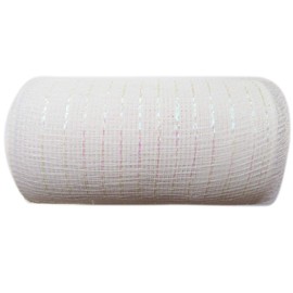 6 inch x 30 feet(10 Yards)-YYCRAFT Metallic Deco Poly Mesh Ribbon(White)