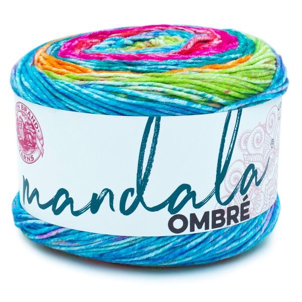 Lion Brand Yarn 551-206 Mandala Ombre Yarn, Happy One Size
