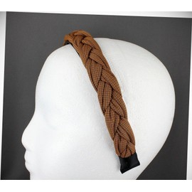 Perfect Hairstyle with Our Hair Accessories - Brown Braided Headband Soft Fabric Covered Band Grip Teeth Braid 1" Wide Fashionable Hair Accessory Hair Jewelry Accessories for Lady Women