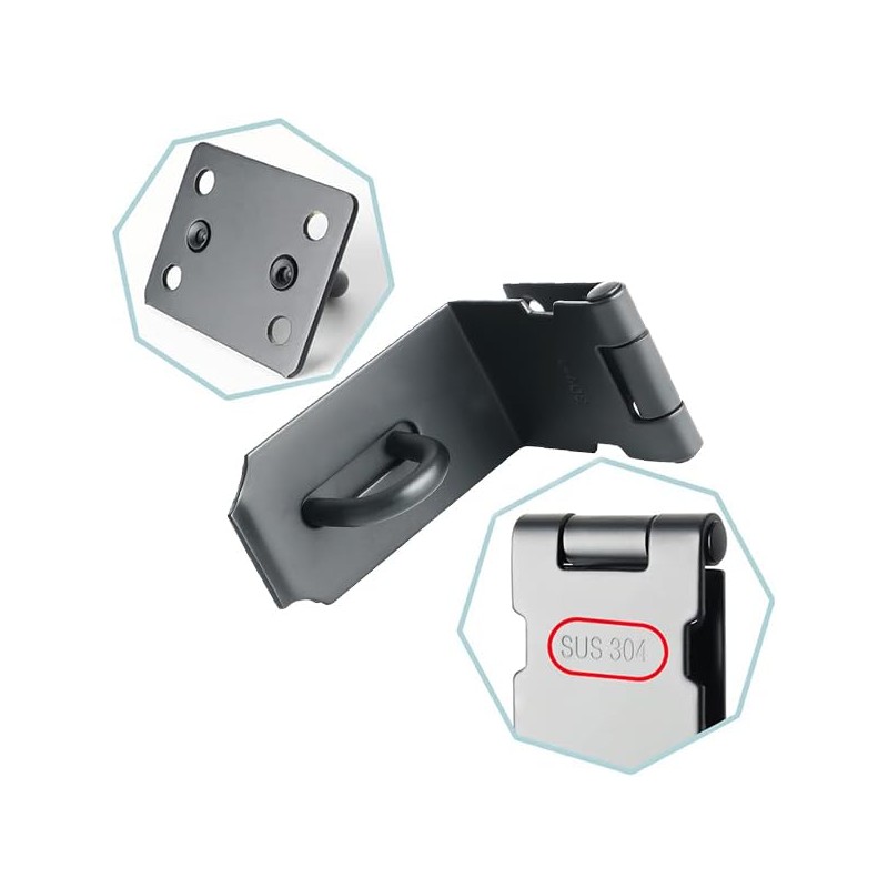 Sayayo Door Hasp Latch Lock 4 Inch Right Angle Padlock