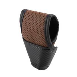 A ABSOPRO Car Shift Knob Cover Universal Vehicle Carbon Fiber Pattern Brown