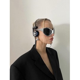 KENBO Y2K Sunglasses Wrap Around Futuristic Sunglasses Trendy for Men Women Shield Mask Visor Glasses