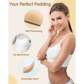 KSang KSang Bra Pads Inserts 4 Pairs Sewn Edges Breast Padding for Sports Bras Swimsuits Bikini A, B, C, D Cup Available, Beige, B
