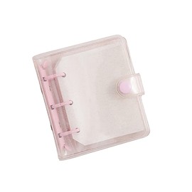 3 Ring Glitter Binder Cover Clear PVC Notebook Cover Protector Loose Leaf Folder Binder Mini Transparent Binder Pockets with Paper Pink