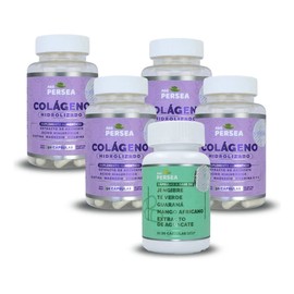 AG Persea - Pack 4 frascos de Colágeno  90 Cápsulas Cu  con Extracto de Aguacate  Biotina  Ácido Hialurónico  Vitamina E y C