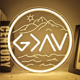 God Is Greater Than The Highs And Lows Neon Sign for Wall Decor Dimmable Christian Dimmable Led Neon Light Sign Religious Light Up Sign for Home Bedroom Decoration Gift for Friend Family