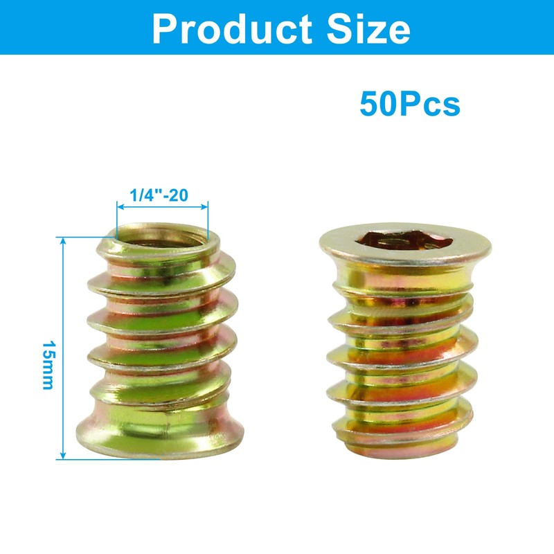Moicstiy - 50 piezas de insertos roscados de 1/4 "-20
