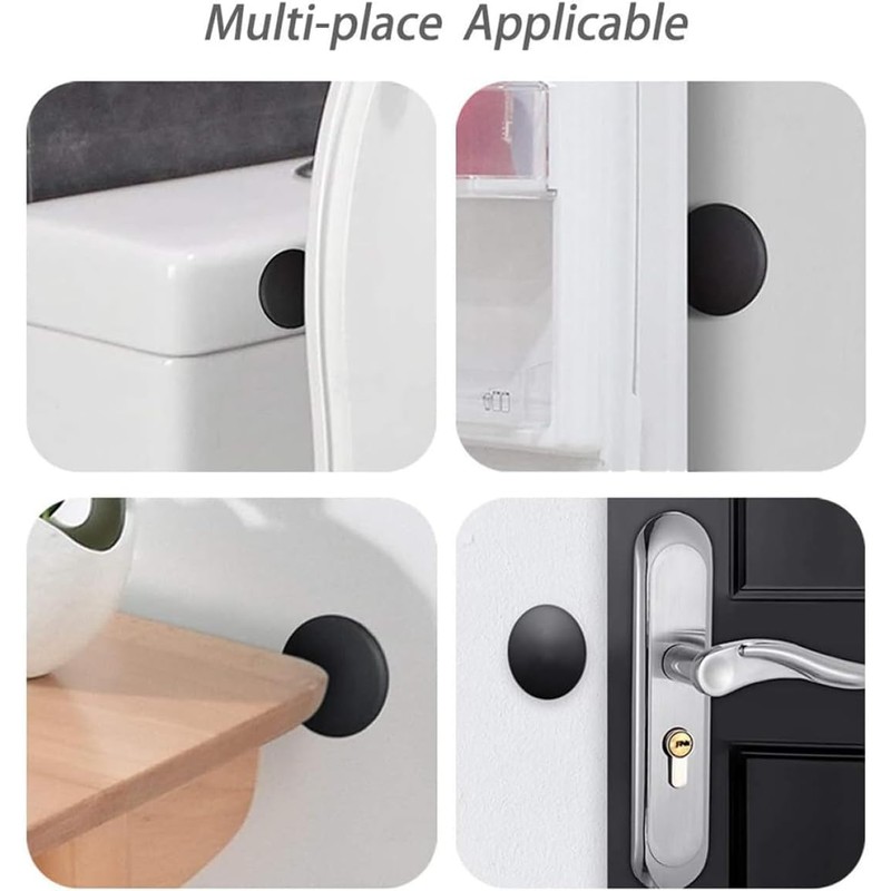 Topes de Puerta Autoadhesivos de Silicona Negro, Protector de Pared