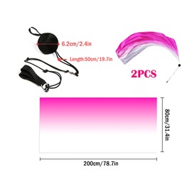 Anlising 2PCS Dance Silk Veil Poi, Belly Dance Colorful Veil Poi, Silk Poi Throwing Balls, Silk Belly Dance Ball, Silk Veil with Poi Ball, Suitable for Dance Performances and Practice