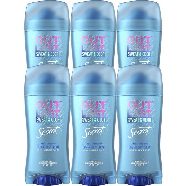 Secret Outlast Xtend Desodorante antitranspirante sólido invisible para mujeres, completamente limpio, 2.6 oz