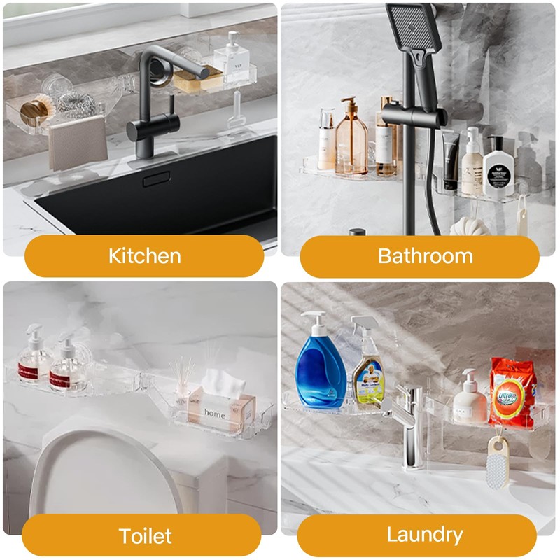 ZLAXACL Corner Shower Caddy, No-Drill Rotatable Bathroom Shelves, Strong Suction