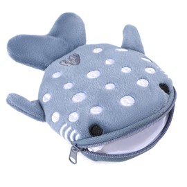 WLLHYF Shark Coin Purse Cute Small Purse Plush Cartoon Cosmetics Bag Animal Zipper Keychain Change Mini Headphone Bag Funny Novelty Coin Bag, gray, 567821_1+cute wallet