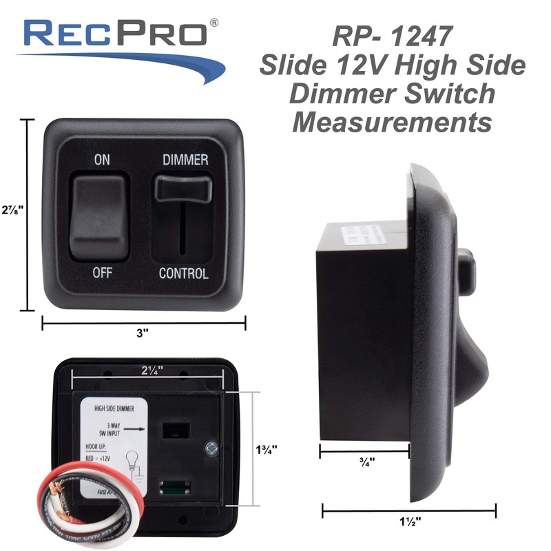 RecPro RV Dimmer Switch | 12V DC | High Side