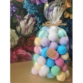 60 Mini Bath Marbles Bombs Chill Pills Blasters Assorted Mixed Fragrances Scented Gift Wrapped Set Vegan