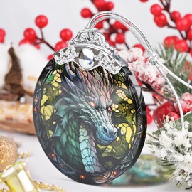 Dragon Christmas Ornament, Stained Glass Hanging Ornament, Christmas Tree Ornaments, Christmas Decoration, Holiday Ornament, Dragon Home Decor, Gift Exchange, Gift Idea - Awe-Inspiring Dragon