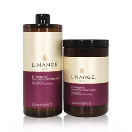 Linange Spa Collagen Emergency Reconstruction Shampoo Els/sles Free 33.8 Oz and Emergency Reconstruction Mask Intensive Action 33.8 OzFree Starry Sexy Kiss Lip Plumping 10 Ml