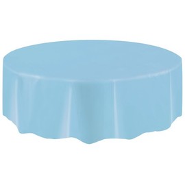 Round Plastic Tablecloth, 84", Light Blue